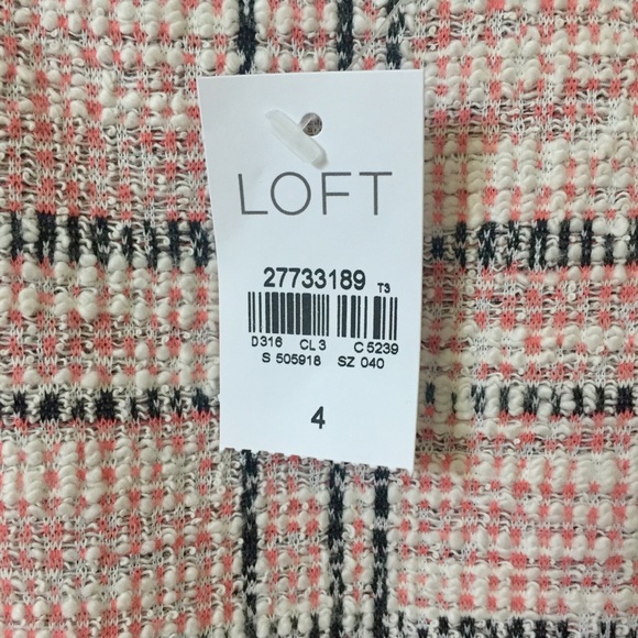 Loft Striped Boucle Sheath Dress Candy Coral Pink - Picture 7 of 8